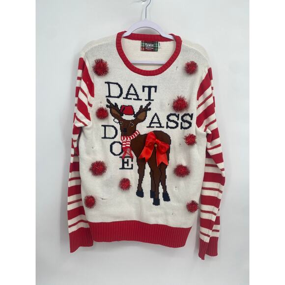 Spencer's Light-Up Dat Ass Doe Christmas Sweater Light-Up Large - Picture 1 of 9